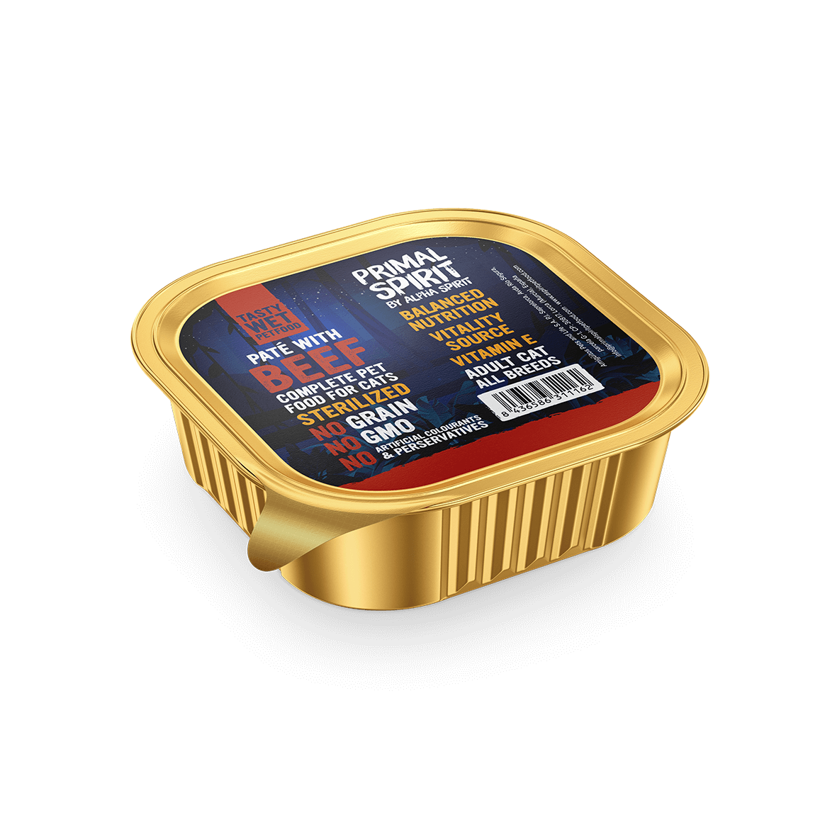 primal spirit pate cu carne de vita hrana completa pentru pisici adulte